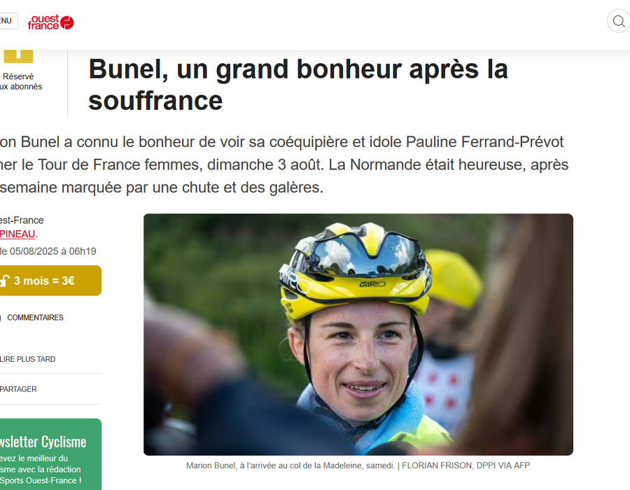 Article du média français Ouest-France sur la française Marion Bunel