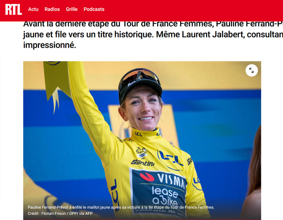 Article du média français RTL sur coureuse française Pauline Ferrand-Prévot