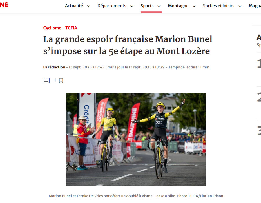 Article du média français Le Dauphine sur la victoire de la française Marion Bunel 