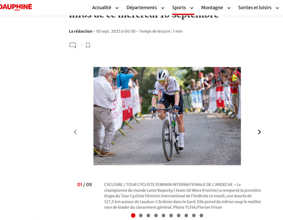Article du média français le Dauphine sur la Belge Lotte Kopecky