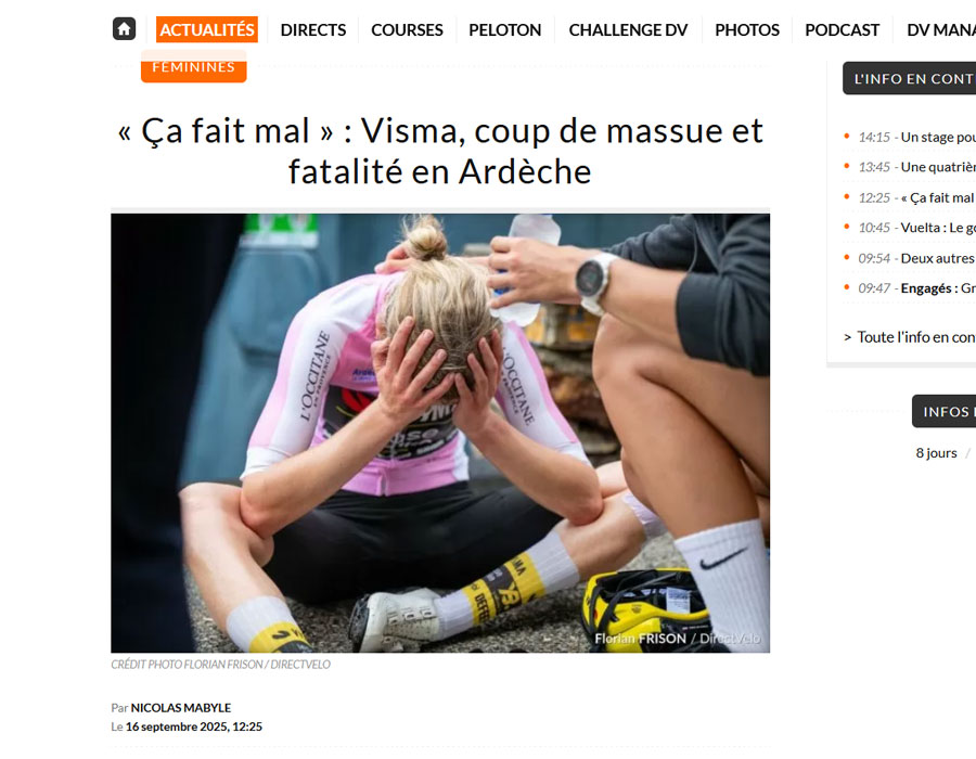 Article du média français Direct Velo sur l'équipe Visma