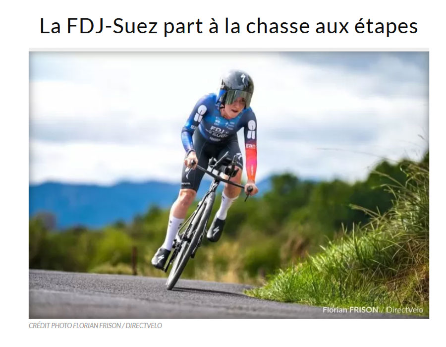 Article du média français Direct Velo sur l'équipe française FDJ-Suez
