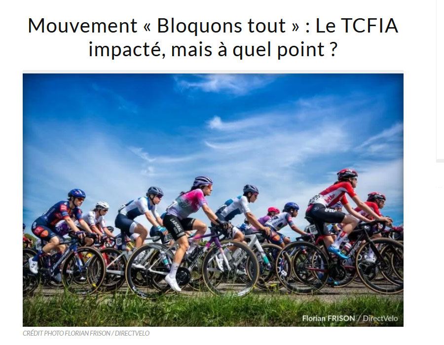 Article du média français Direct Velo sur le TCFIA 2025