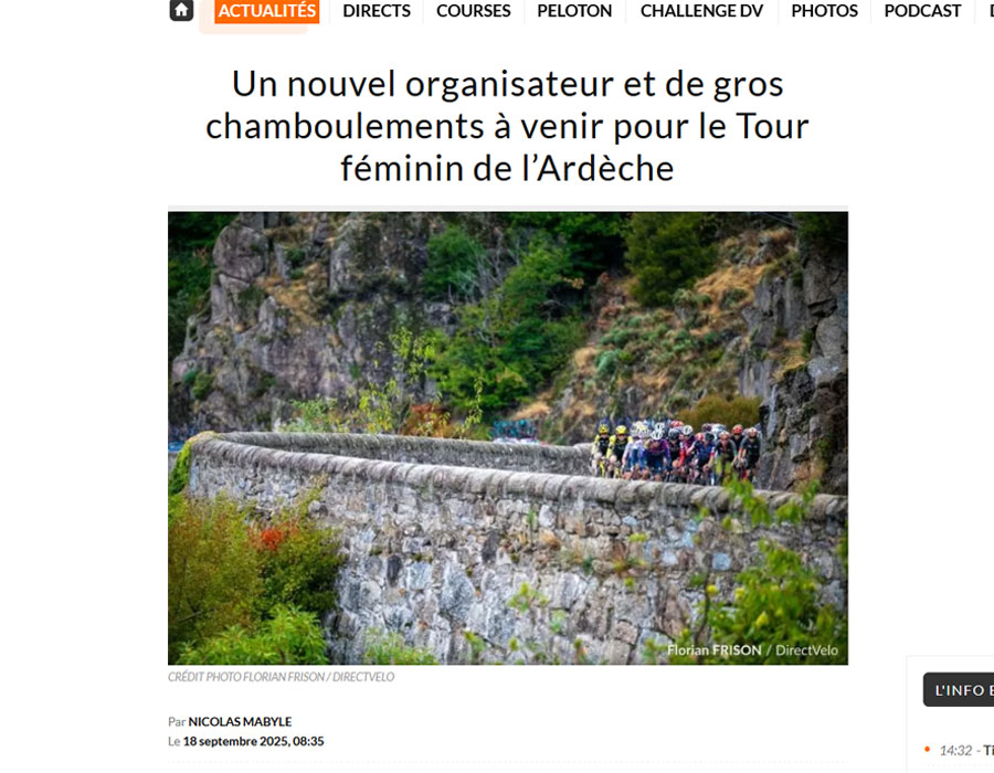 Article du média français Direct Velo sur le TCFIA 2026