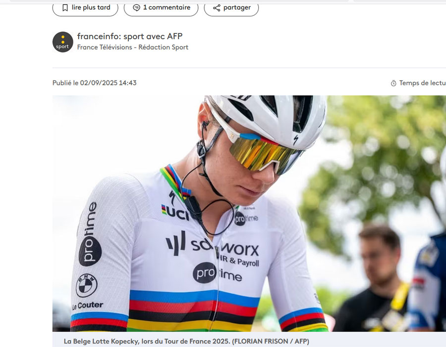 Article du média français France Info sur la coureuse Belge Lotte Kopecky