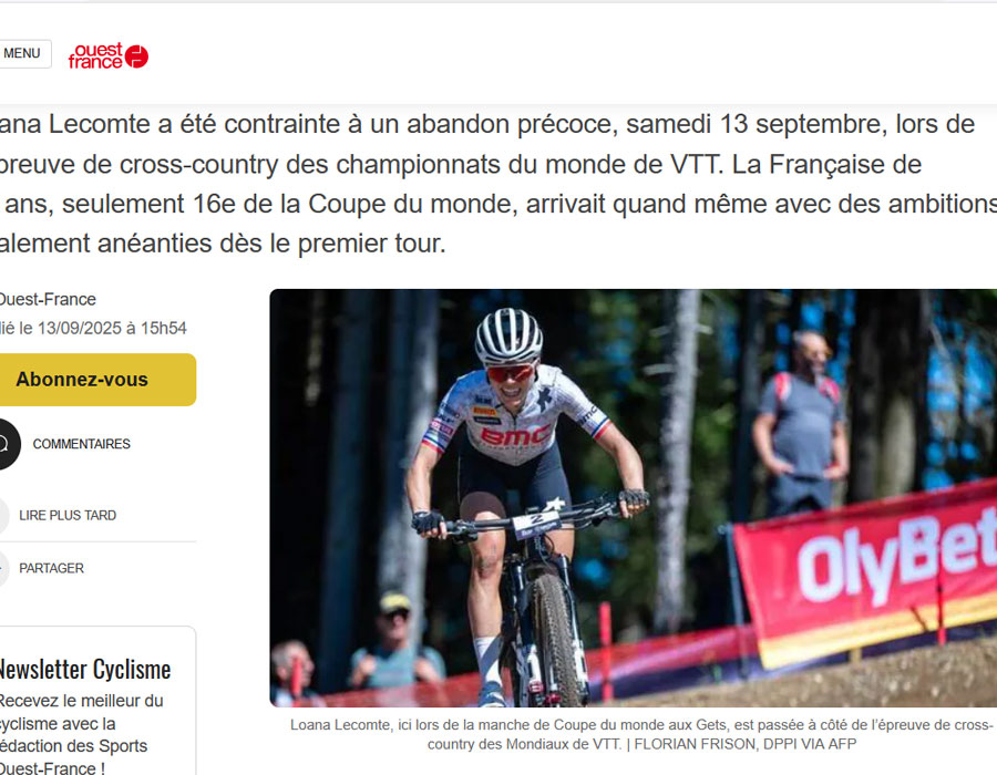 Article du média français Ouest-France sur la française Loana Lecomte