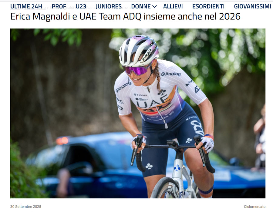 Article du media Italien BiciTv sur la cycliste italienne Erica Magnaldi