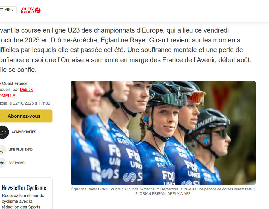 Article du média français Ouest France sur Eglantine Rayer