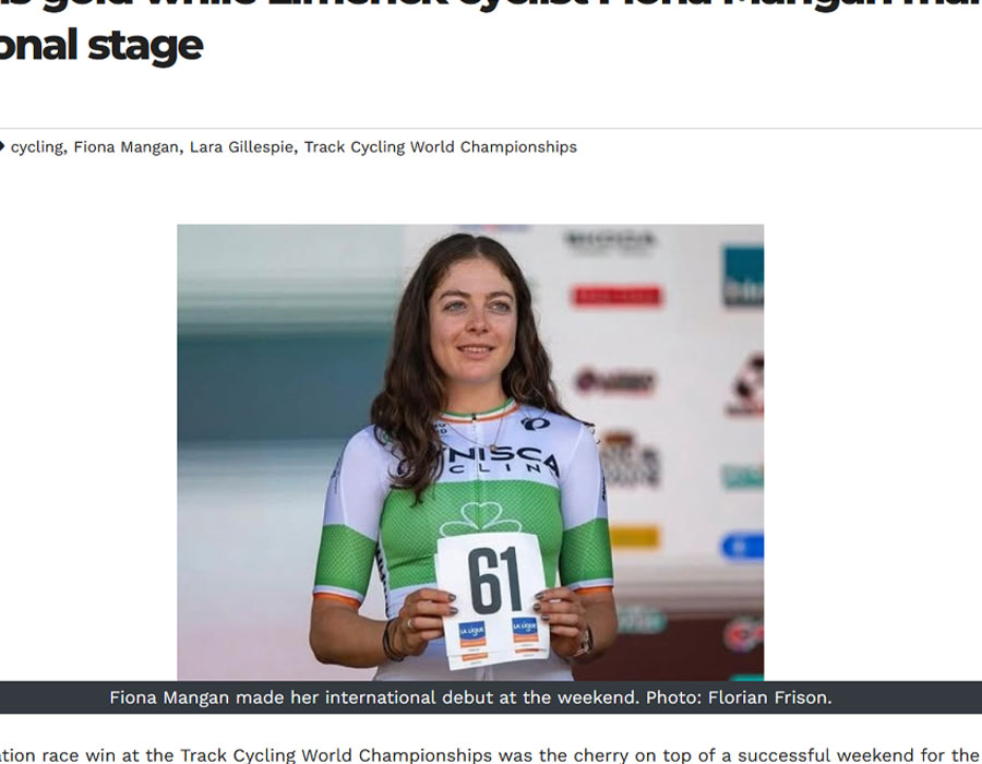 Article du média limerickvoice sur la coureuse Irlandaise Fiona Mangan