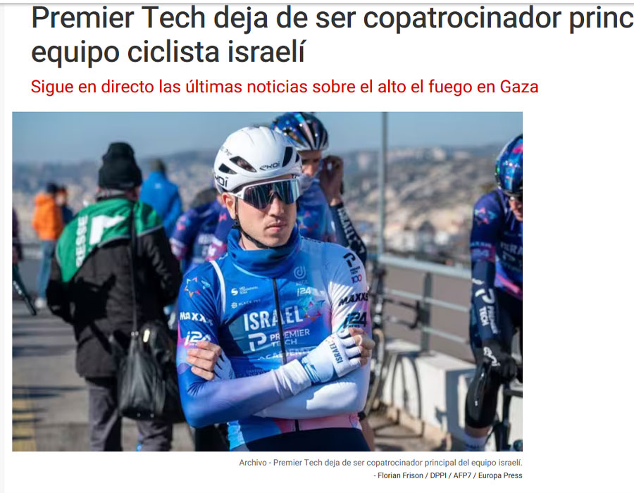 Article du média Espagnol EuropPress sur l'équipe Israel-Premier Tech