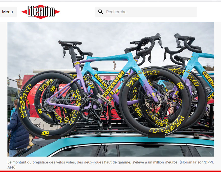 Article du média français Libération sur le vol dé vélo