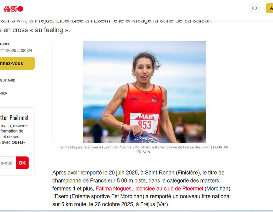 Article du média français Ouest France sur Fatima NOGUES