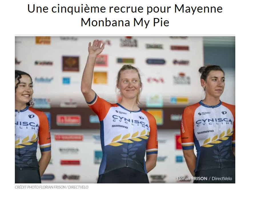 Article du média français Direct Velo sur la coureuse américaine Allison Mrugal