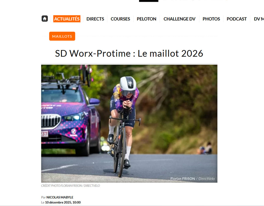 Article du média français Direct Velo sur l'équipe SD Worx Protime