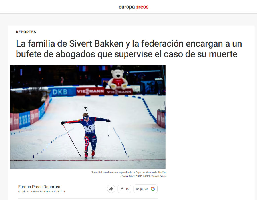 Article du média Espagnol EuropaPress sur Sivert Bakken