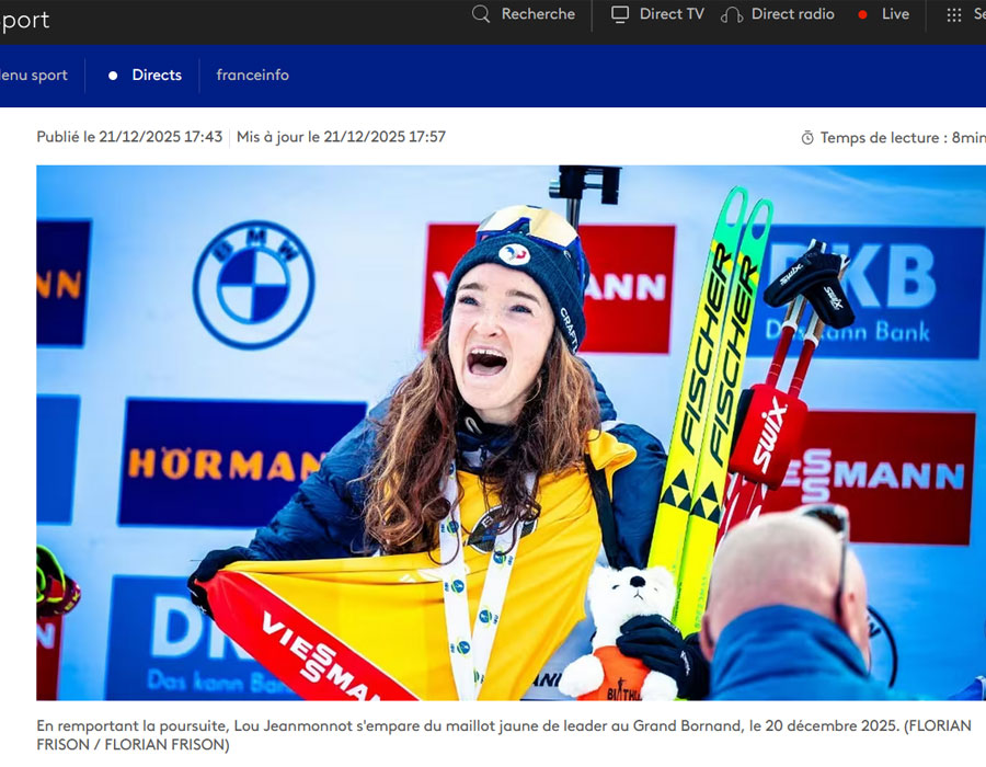 Article du média français France Info sur la biathlète Lou JeanMonnot