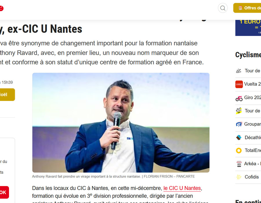 Article du média français Ouest France l'équipe CIC Pro Cycling Academy