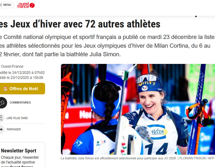 Article du média français Ouest France sur Julia Simon