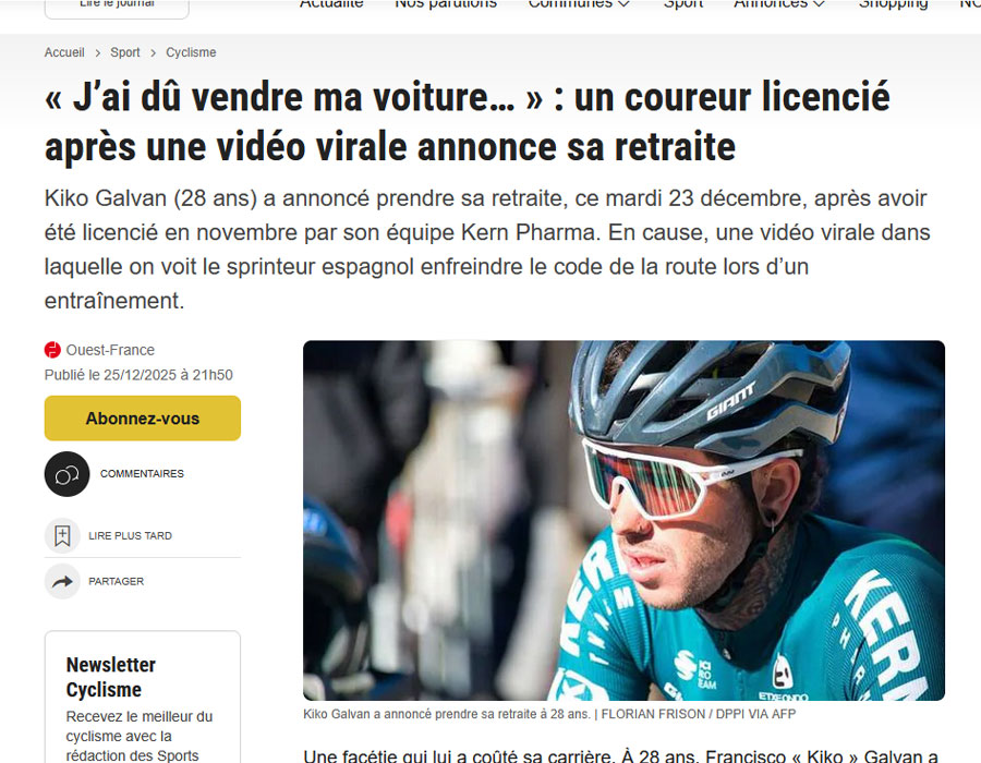 Article du média français Ouest France sur Kiko Galvan