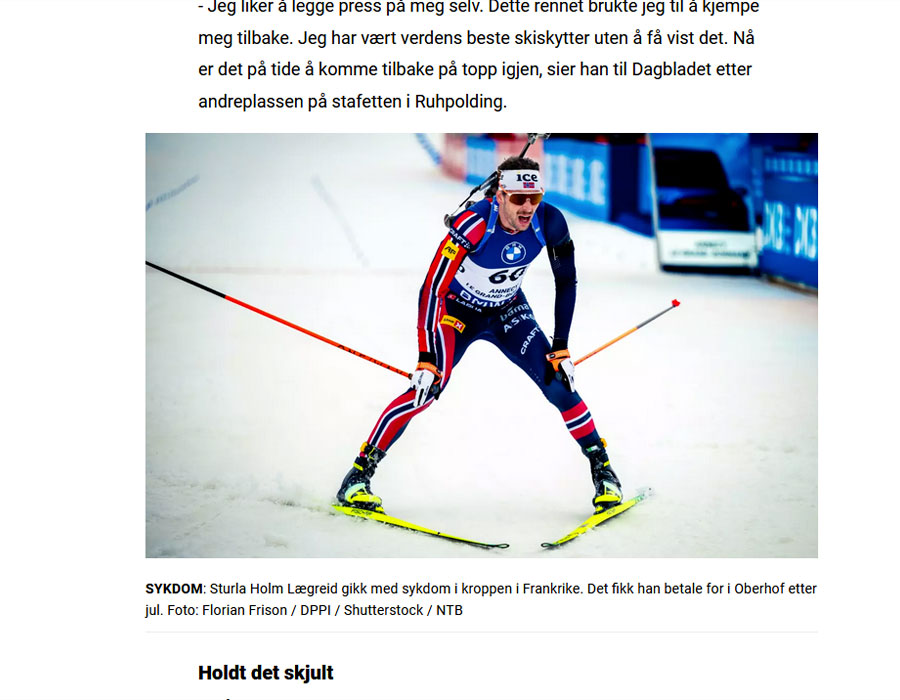 Article du média Norvégien Dagbladet sur Sturla Holm Lægreid