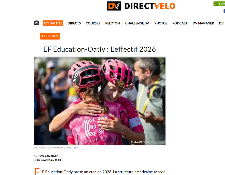 Article du média français Direct Velo sur l'équipe EF Education Oatly