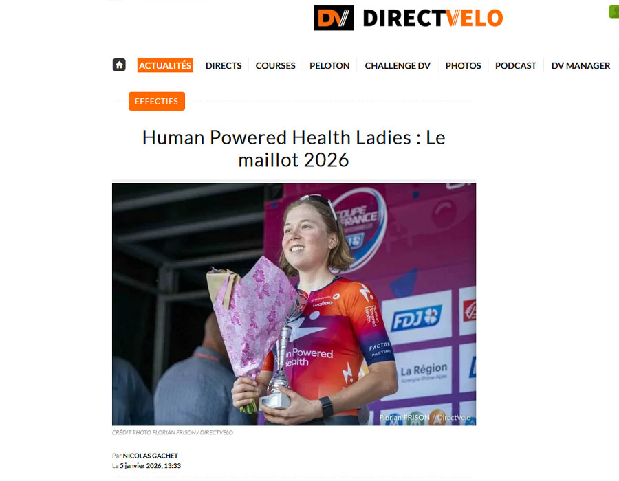 Article du média français Direct Velo sur l'équipe Human Powerered Health Ladies