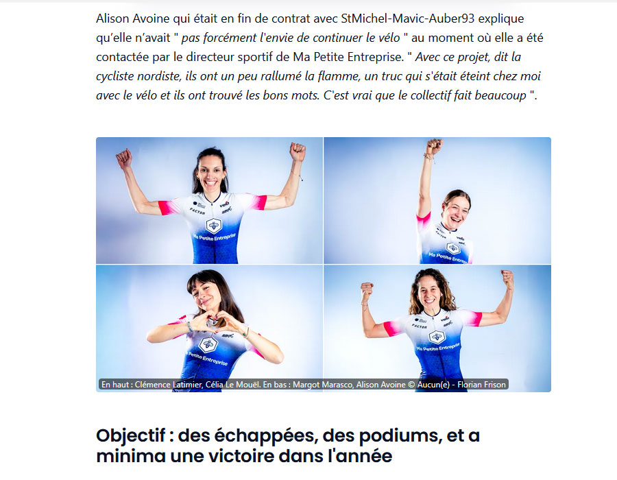 Article du média français France-Bleu sur la nouvelle équipe française : Ma Petite Entreprise