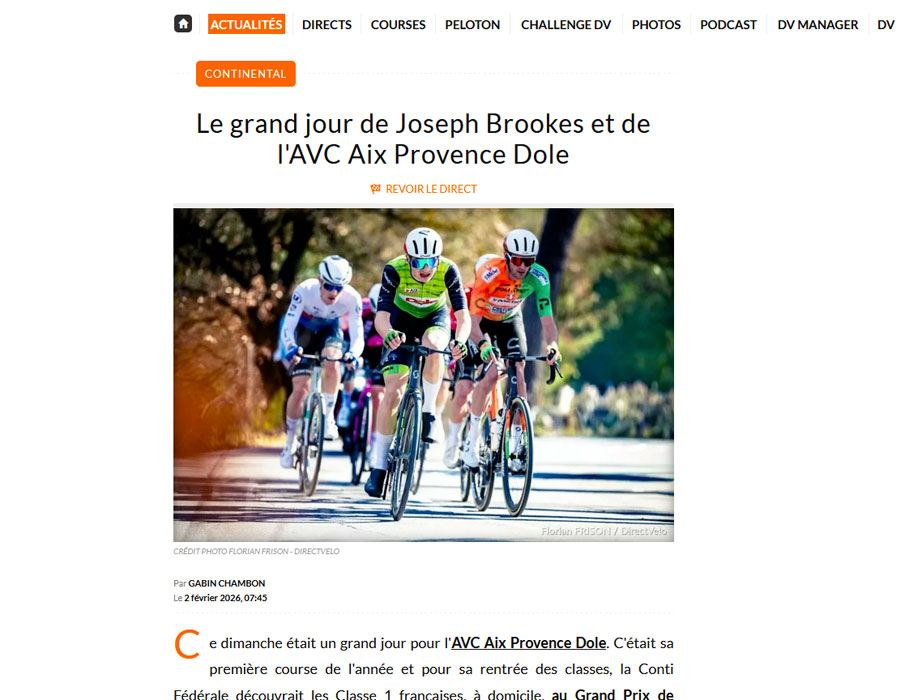 Article du média français Direct Velo sur Joseph Brookes