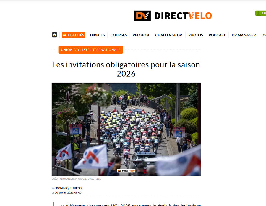 Article du média français Direct Velo sur les invitations des équipes