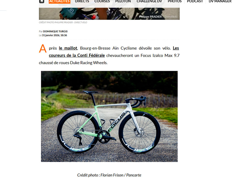 Article du média français Direct Velo sur l'équipe de l'équipe de Bourg en Bresse
