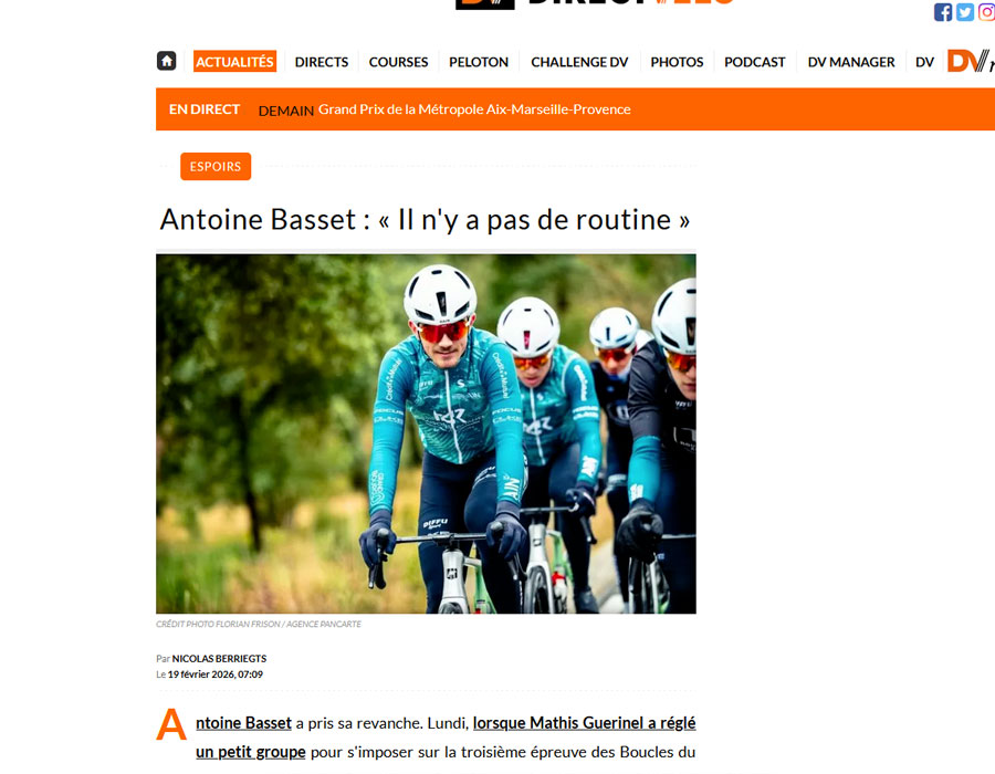 Article du média français Direct Velo sur Antoine Basset