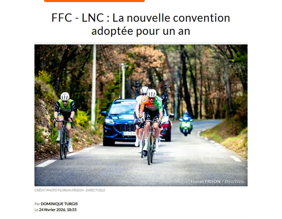 Article du média français Direct Velo sur la FFC et la LNC