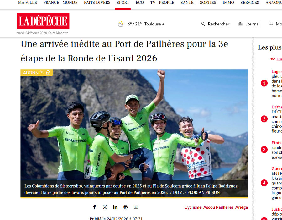 Article du media français La Depeche sur la Ronde de l'Isard 2026