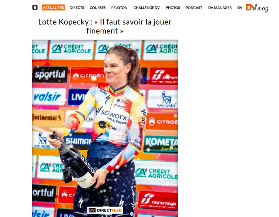Article du média français Direct Velo sur Lotte Kopecky