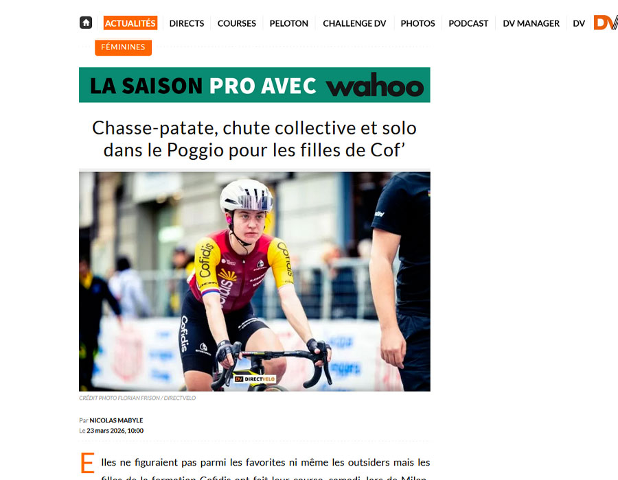 Article du média français Direct Velo sur Cofidis