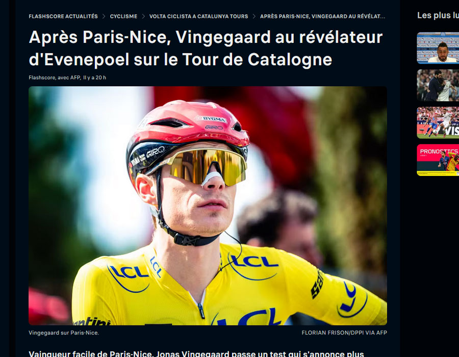 Article du média français Flashscore sur le coureur VINGEGAARD Jonas 
