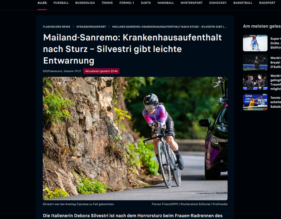 Article du média Allemand Flashscore sur la coureureuse Debora Silvestri