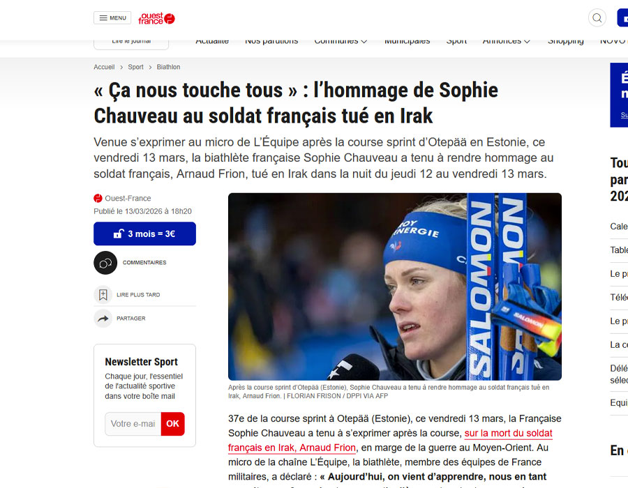 Article du média français Ouest France sur Sophie CHAUVEAU