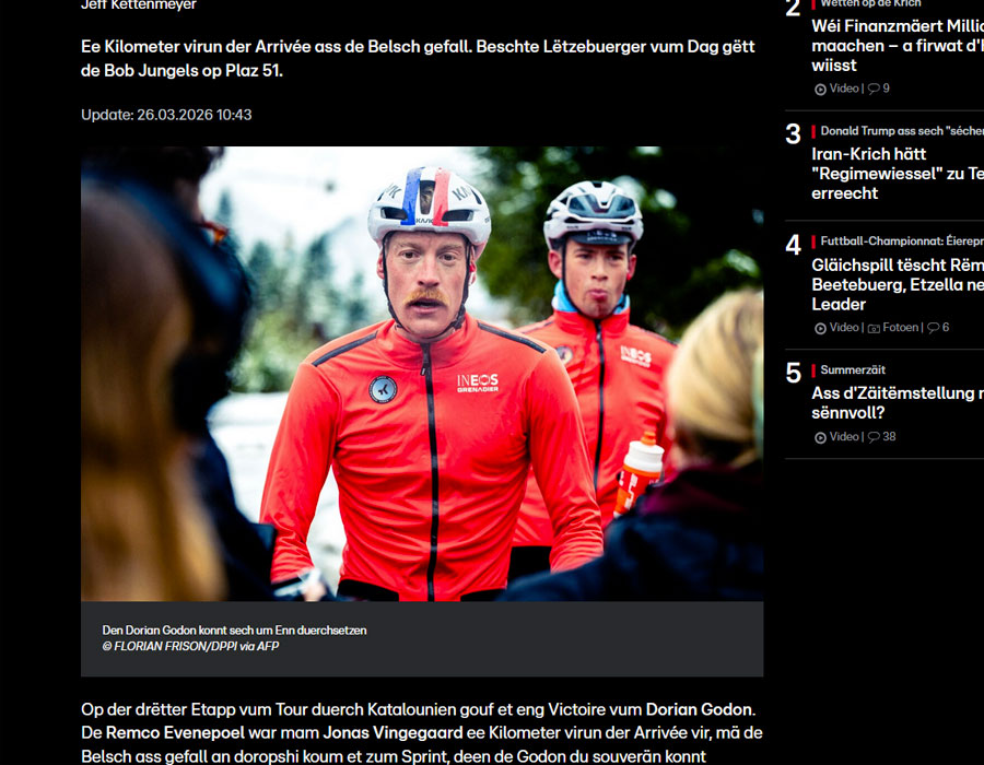 Article du média luxembourgeois RTL sur le coureur Dorian GODON