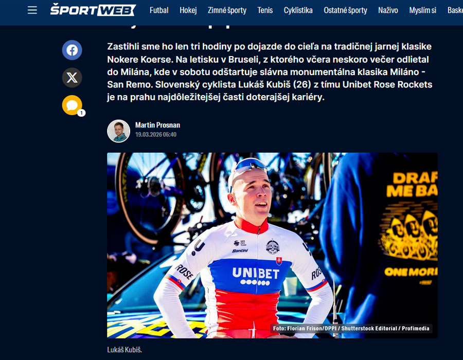 Article du média Slovaque SportWeb sur Lukas Kubis