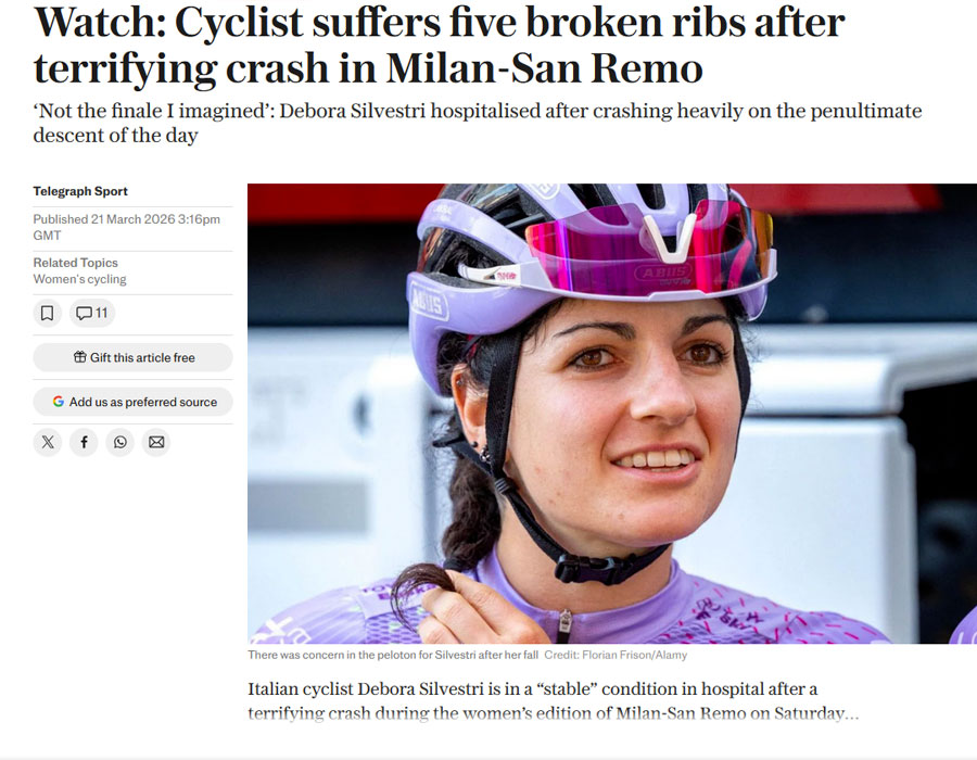 Article du média Anglais Telegraph sur Debora Silvestri