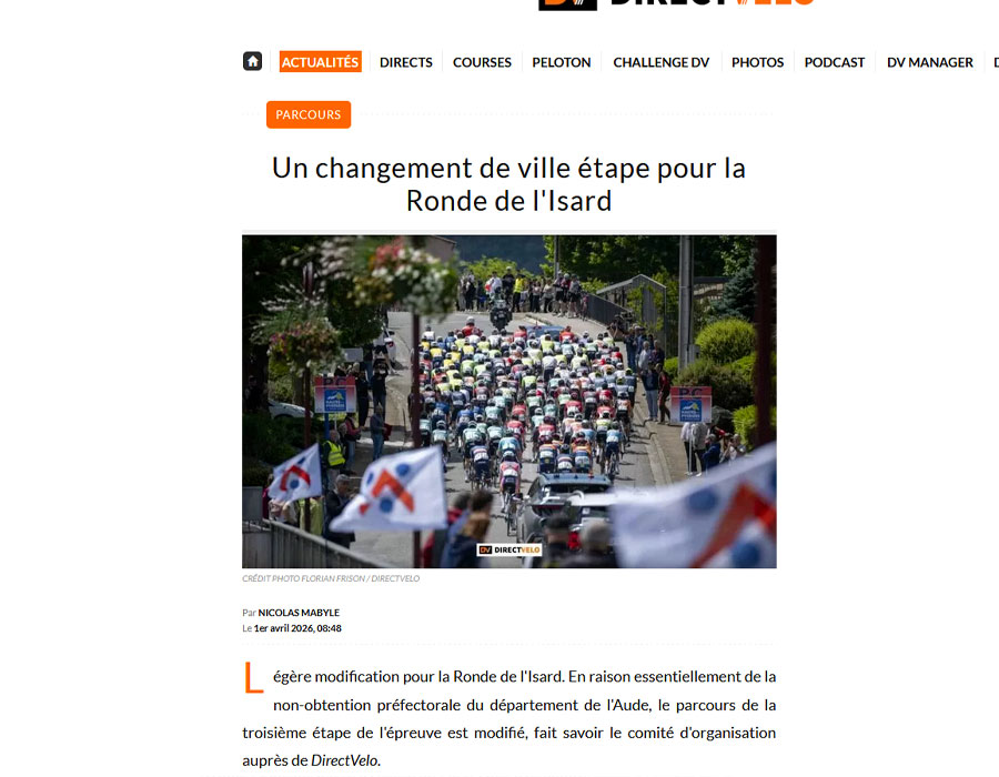 Article du média français Direct Velo sur la Ronde de L'Isard 2026
