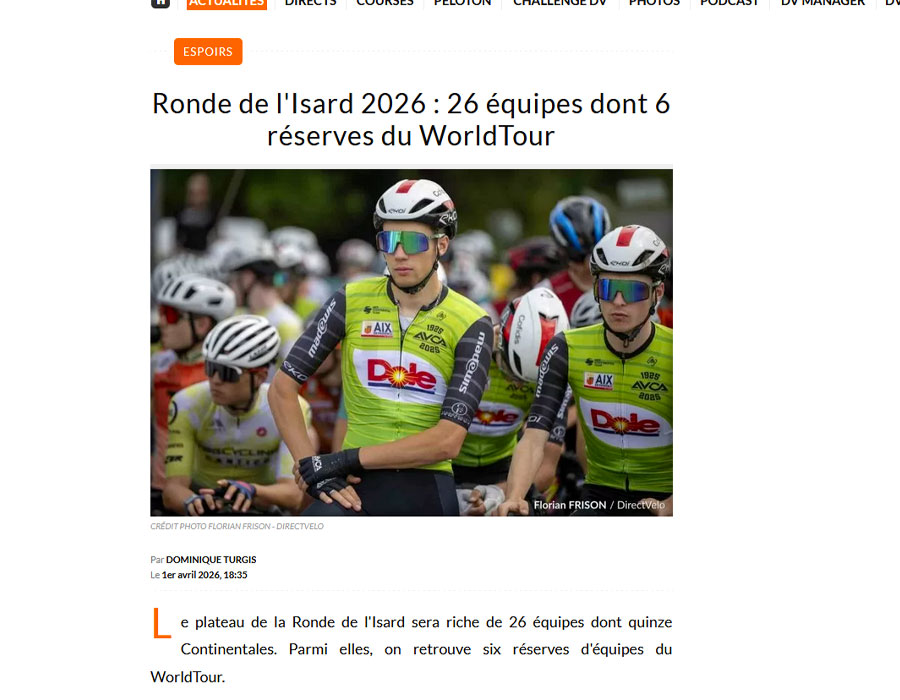 Article du média français Direct Velo sur la Ronde de L'Isard 2026