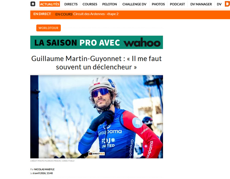 Article du média français Direct Velo sur Guillaume Martin-Guyonnet