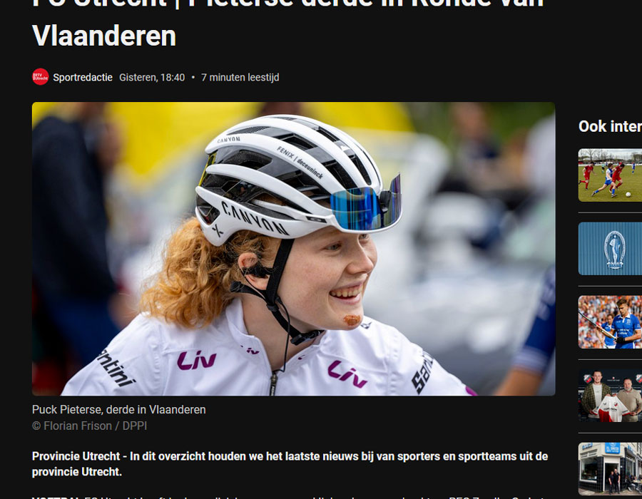 Article du média néerlandais RTV sur Puck Pieterse