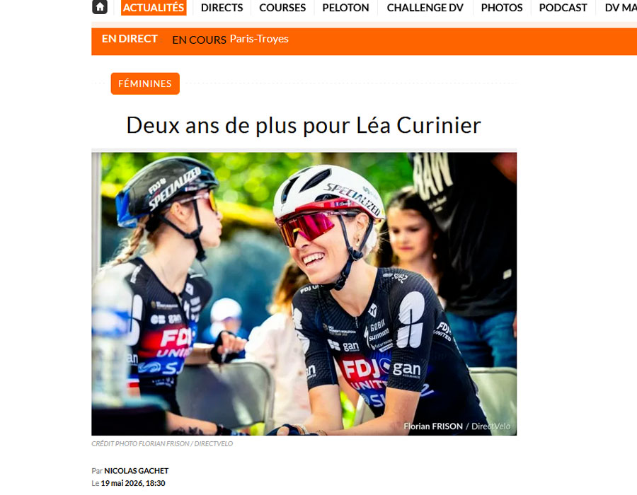 Article du média français Direct Velo sur Léa Curinier