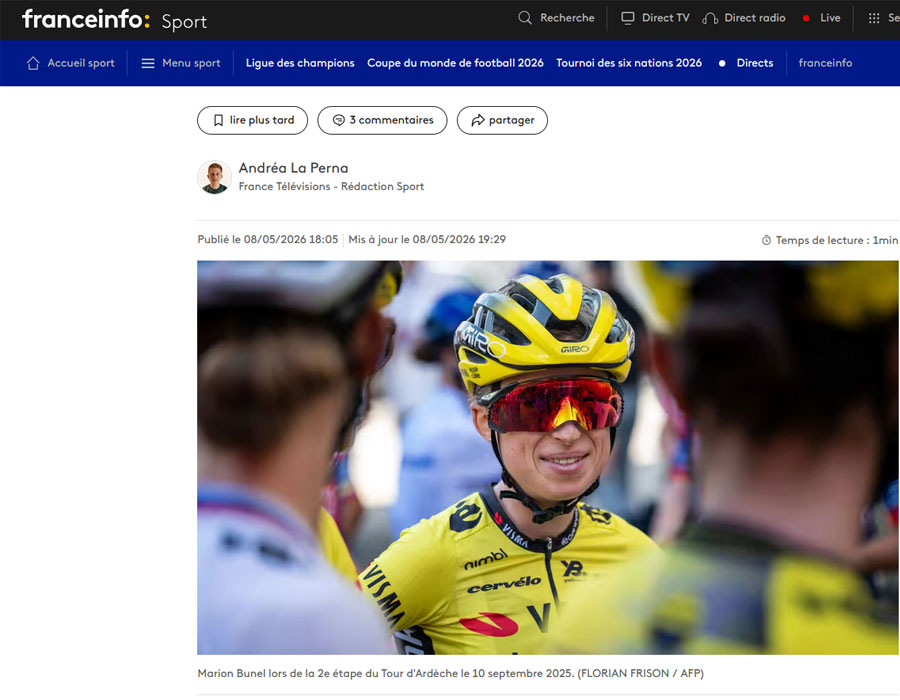 Article du média français France Info sur Marion Bunel