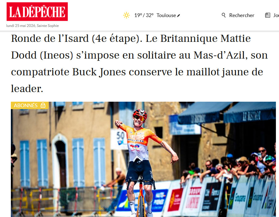 Article du media français La Depeche sur Mattie Dodd