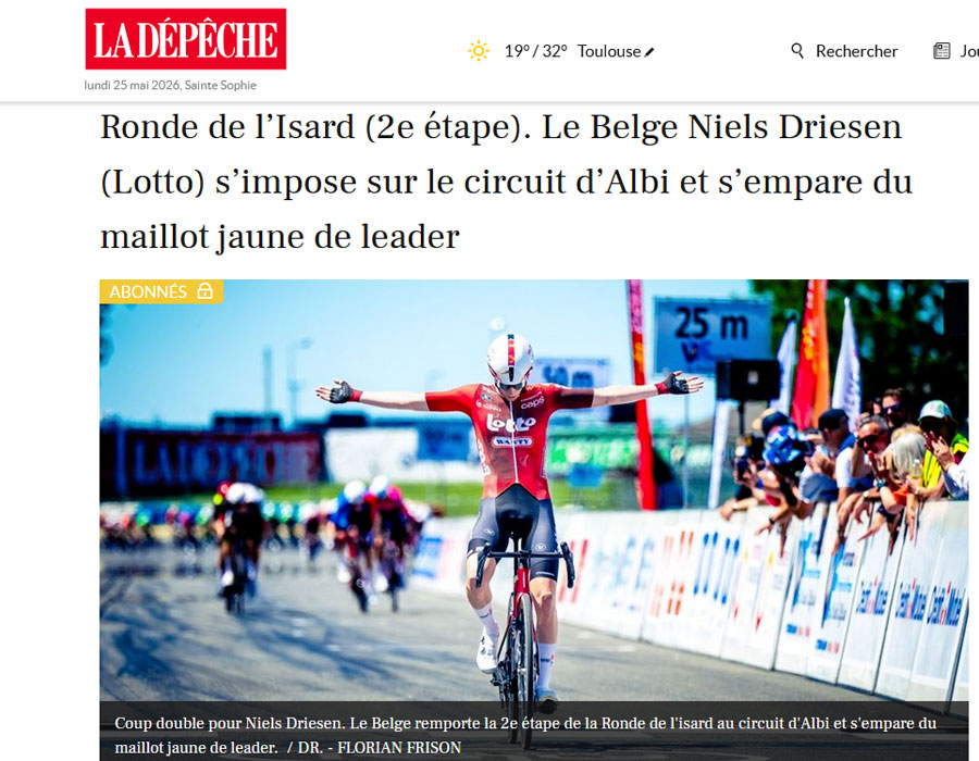 Article du media français La Depeche sur Niels Driesen