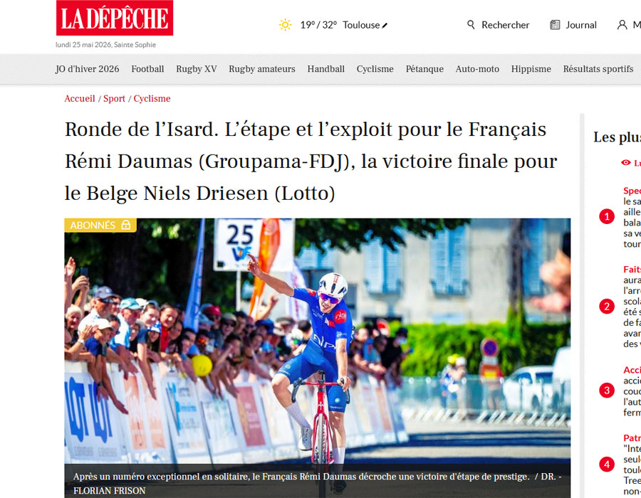 Article du media français La Depeche sur Rémi Daumas 